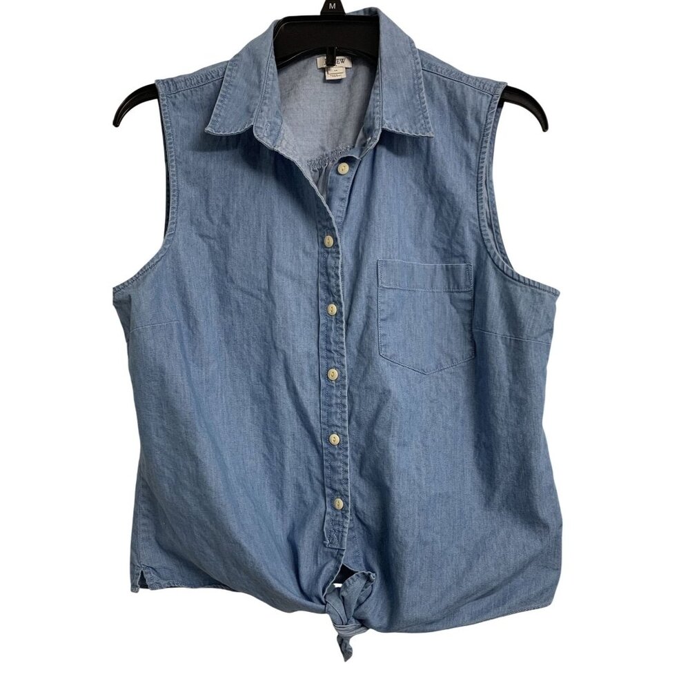 J. Crew 14 Coastal‎ Cotton Lightweight Denim Style Blouse Blue